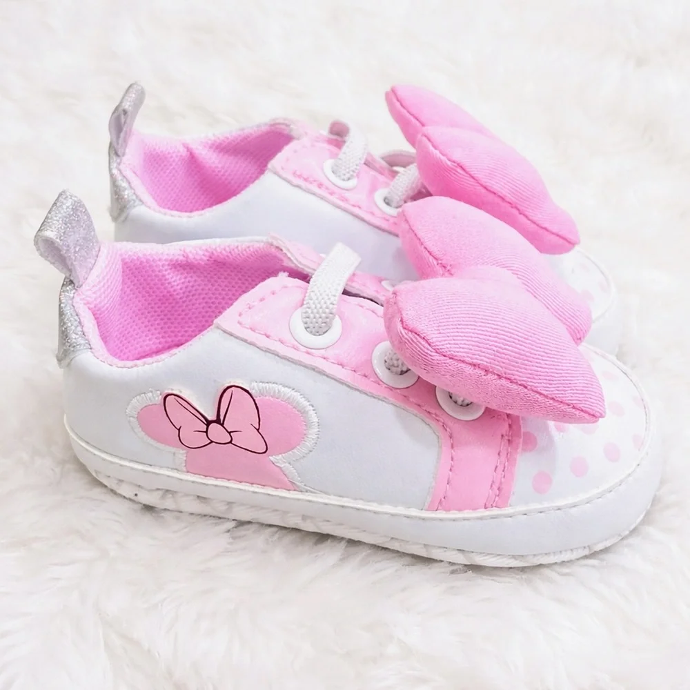 Disney Pink and White Minnie Bow Baby Walker Sneakers